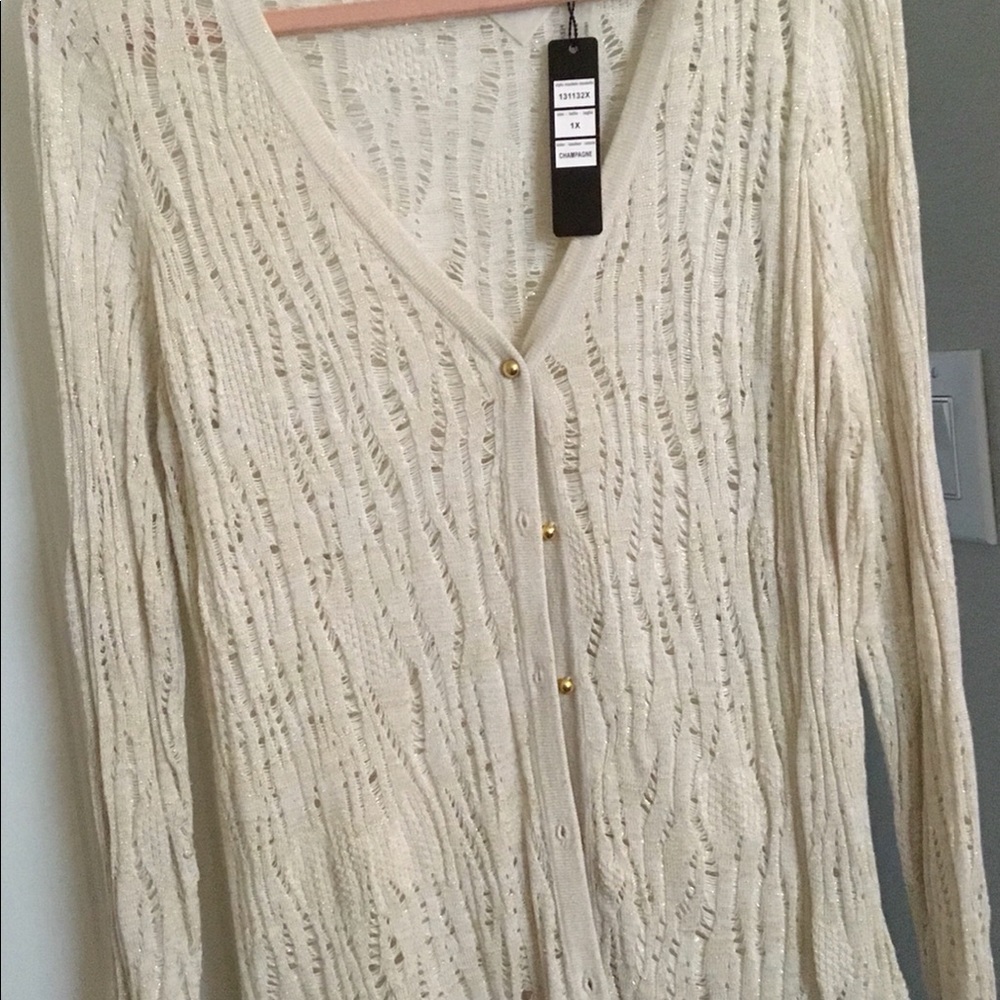 Off White with Gold Shimmer Cardigan